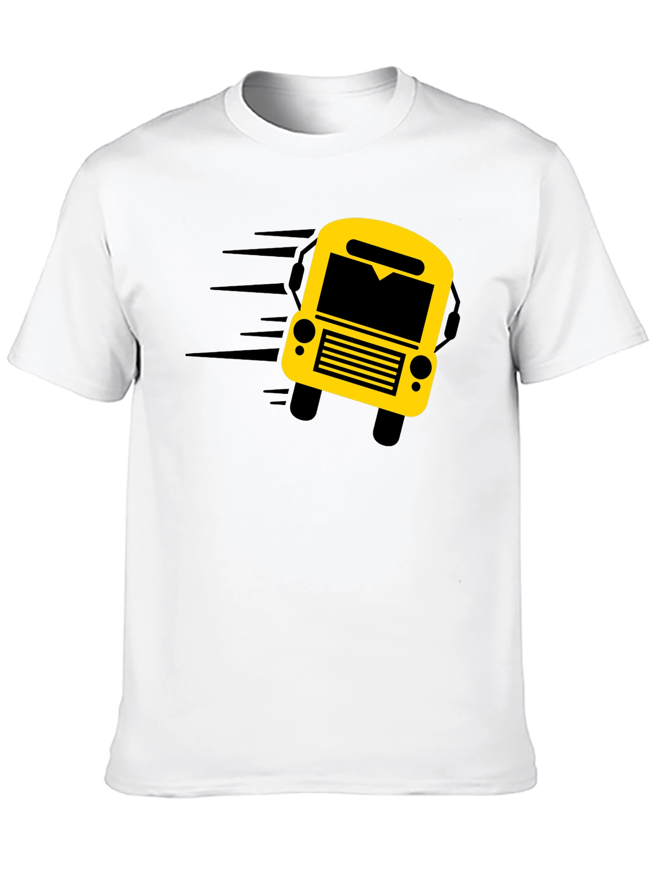 Black Graphic Tee: School Bus Design