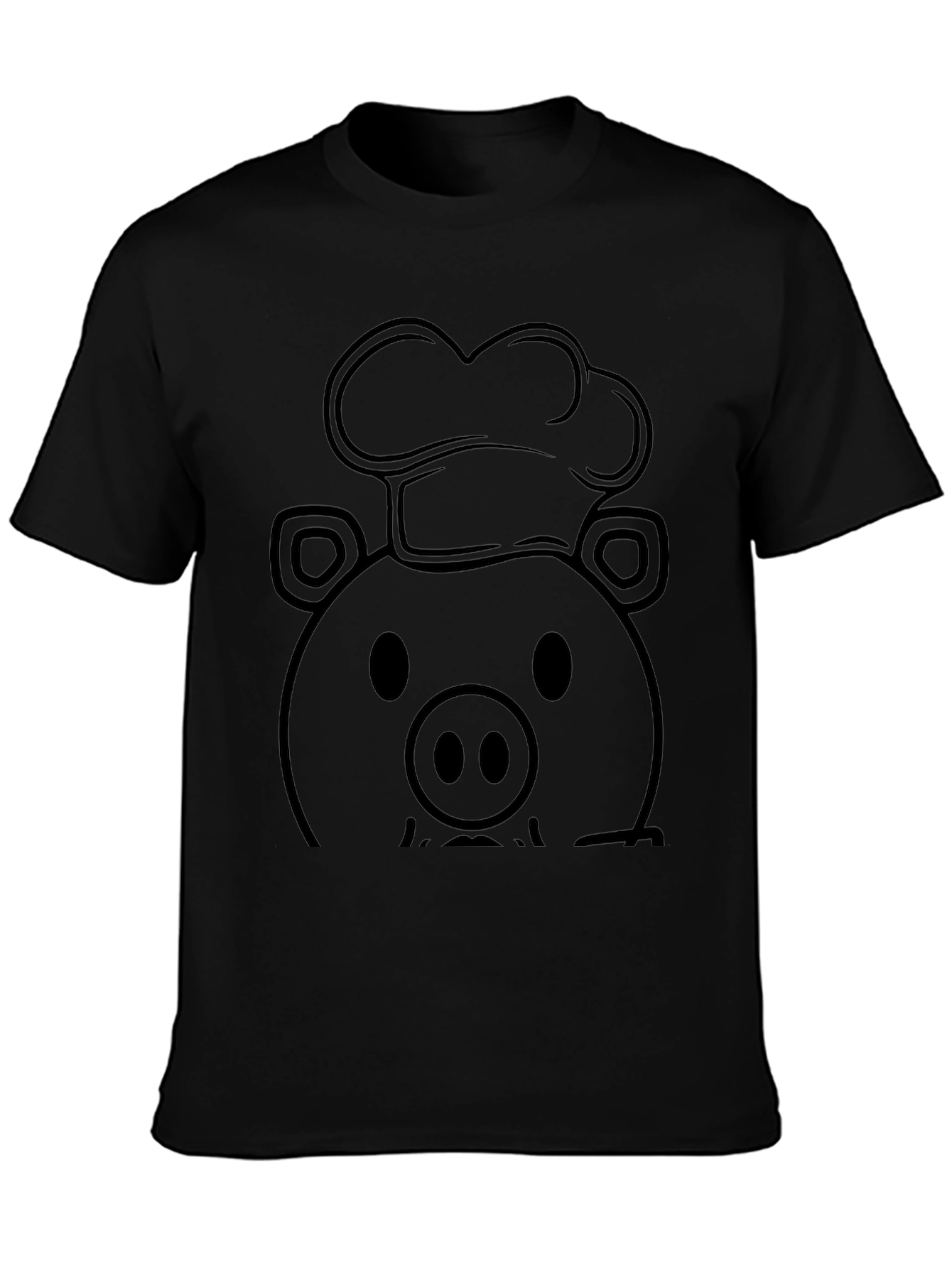 Chef Pig Graphic Tee - Black Cotton T-Shirt