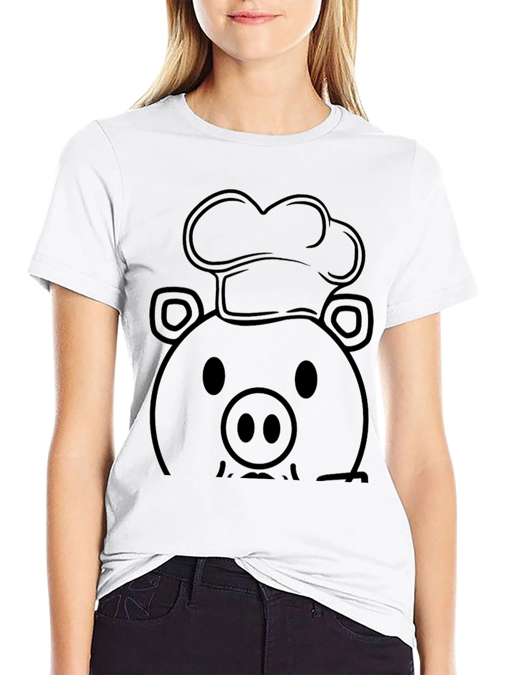 Chef Pig Graphic Tee - Black Cotton T-Shirt