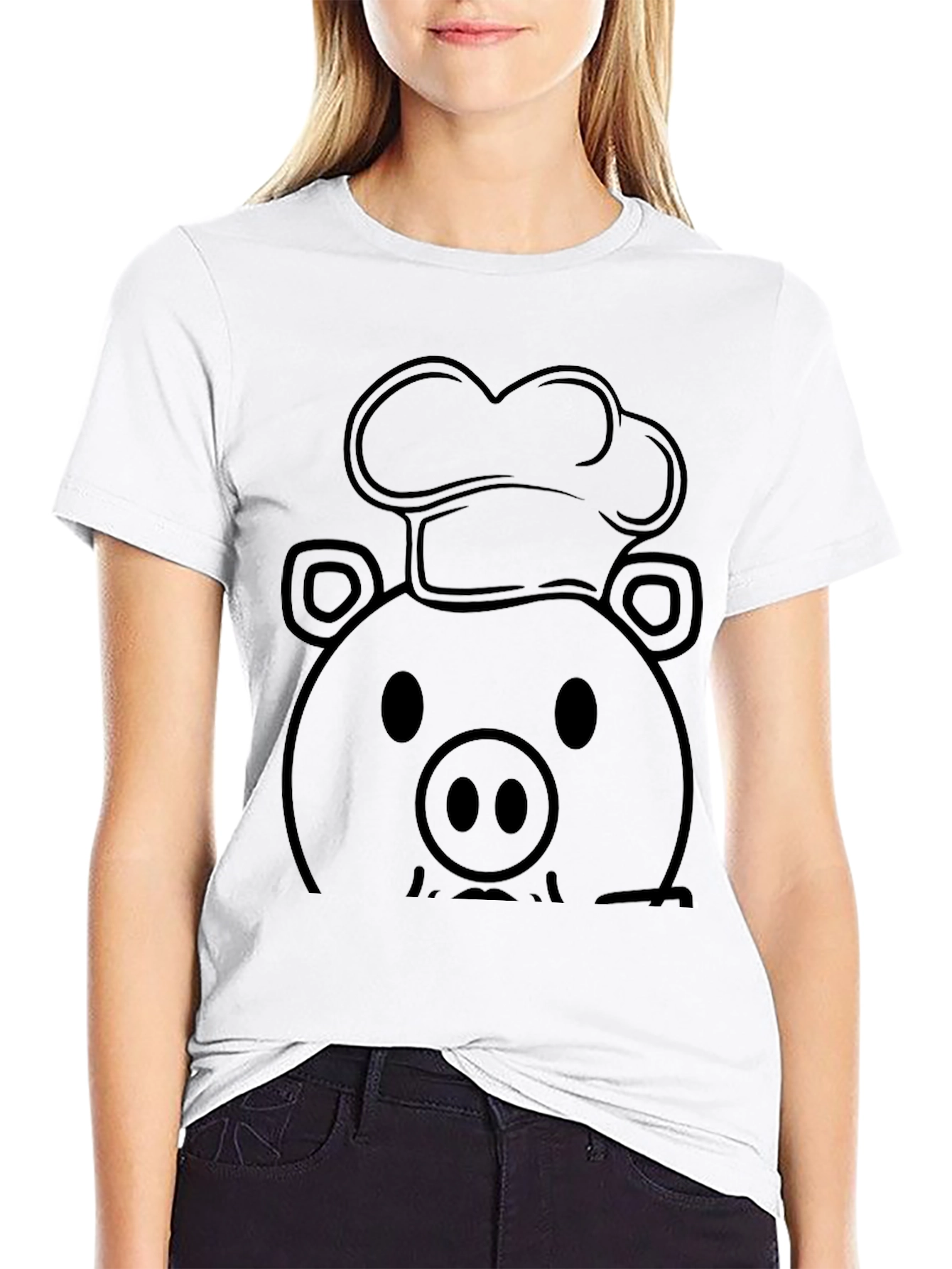 Chef Pig Graphic Tee - Black Cotton T-Shirt