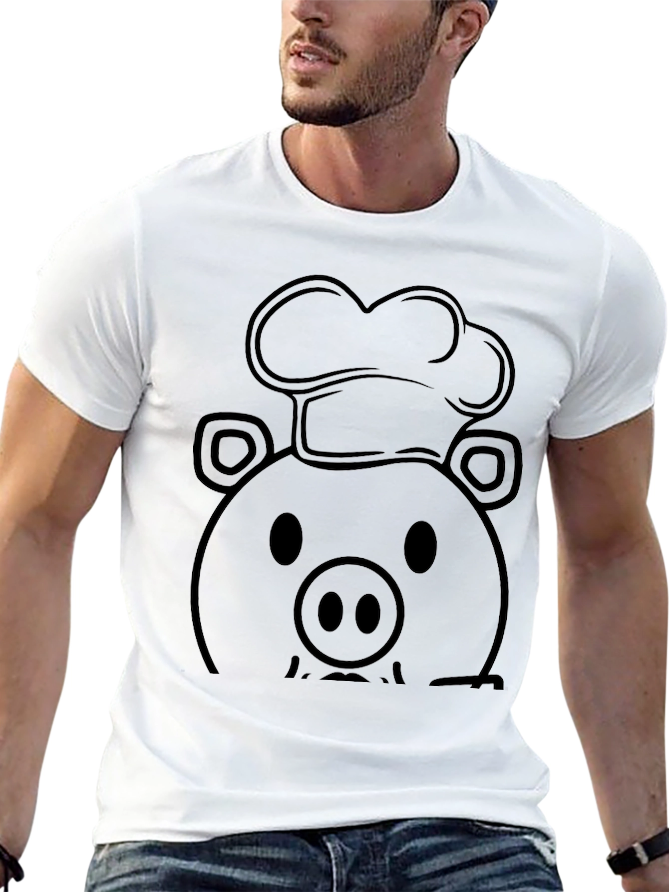 Chef Pig Graphic Tee - Black Cotton T-Shirt