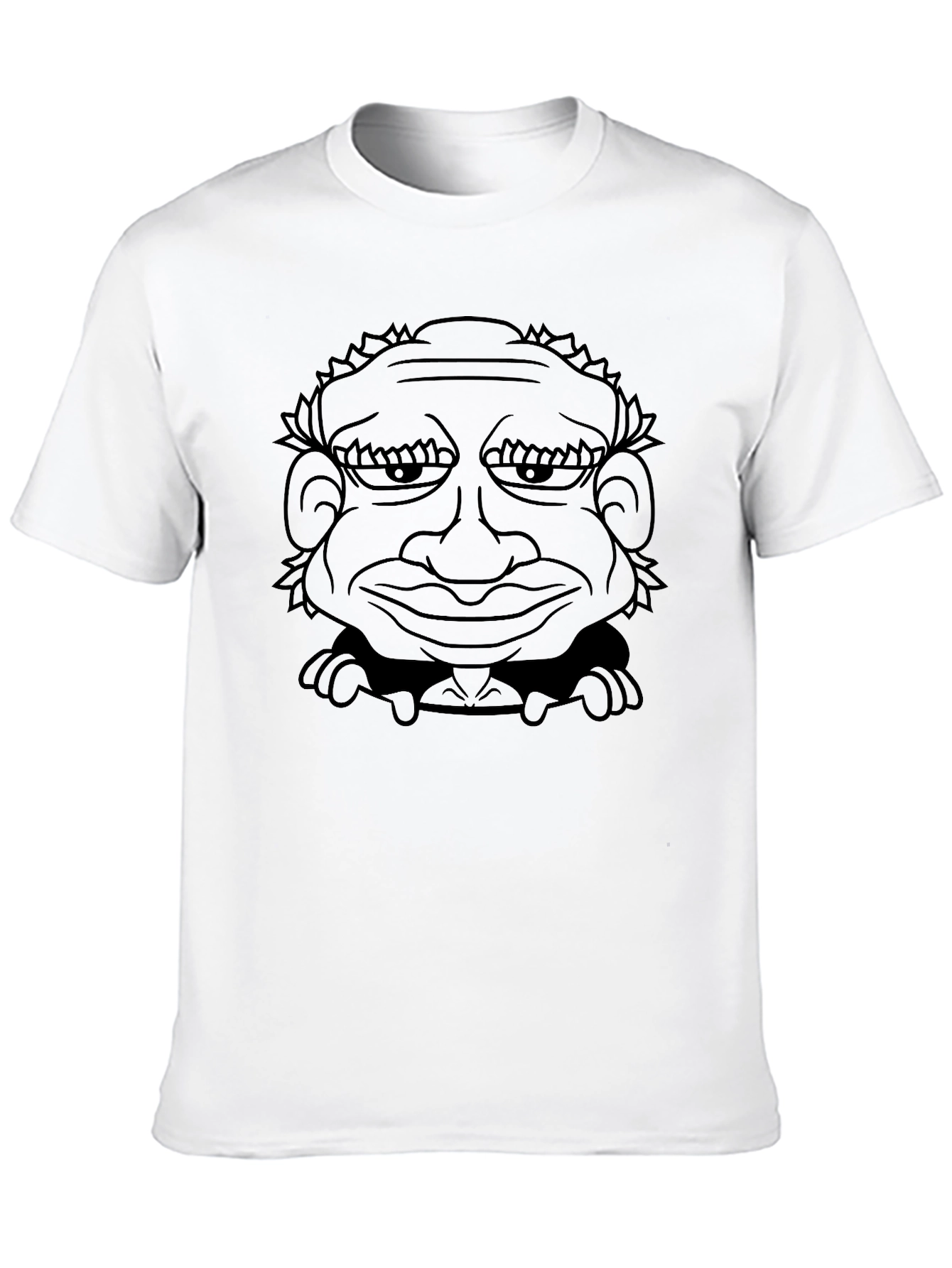 Grotesque Caricature Graphic Tee - Black Cotton Blend