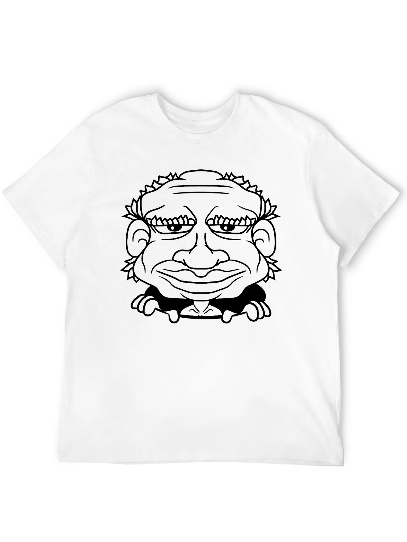 Grotesque Caricature Graphic Tee - Black Cotton Blend