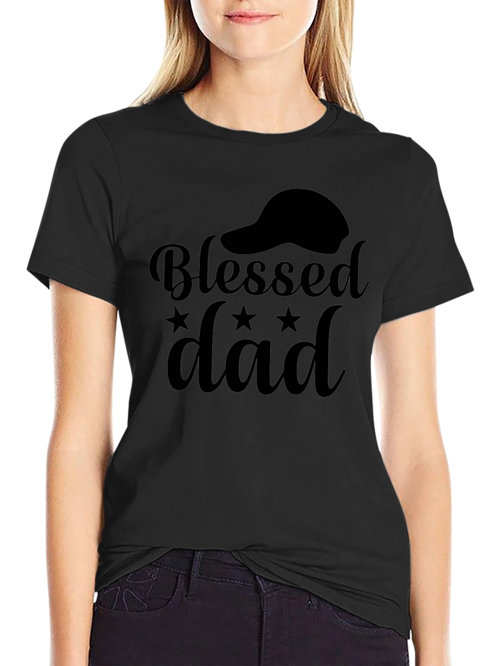 Blessed Dad Black Graphic T-Shirt
