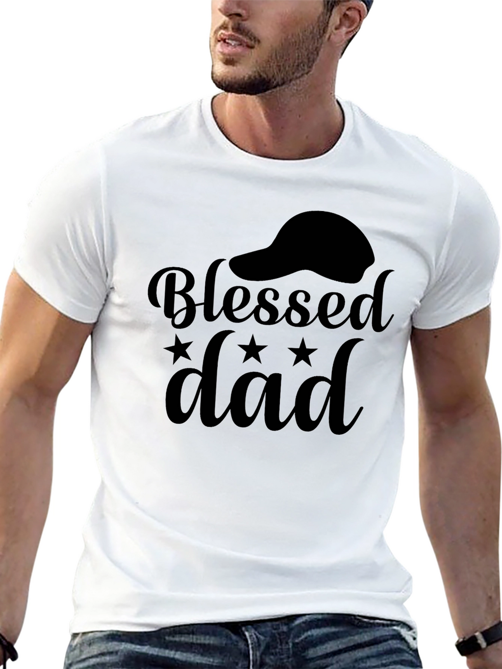 Blessed Dad Black Graphic T-Shirt