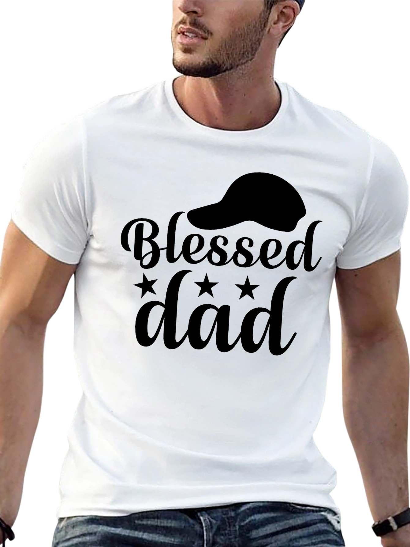 Blessed Dad Black Graphic T-Shirt