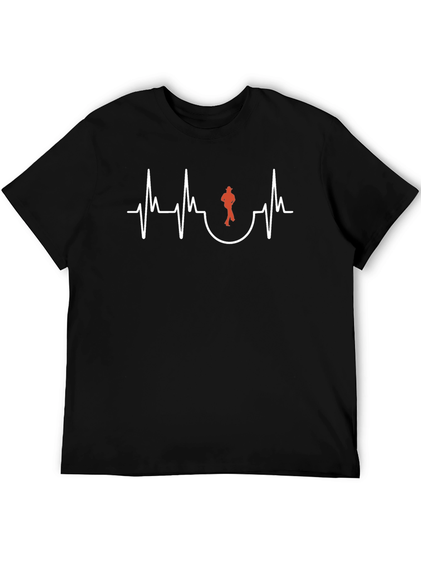 Cool Black T-Shirt - Dancing Heartbeat Design