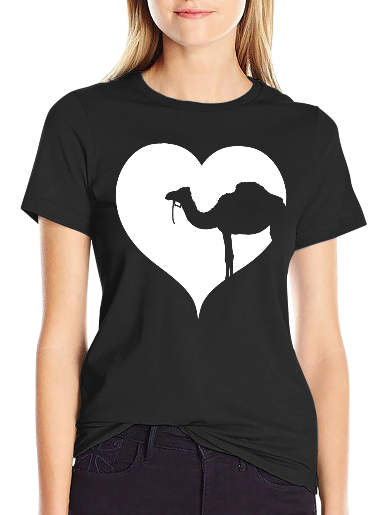 Camel Heart Graphic Black T-Shirt
