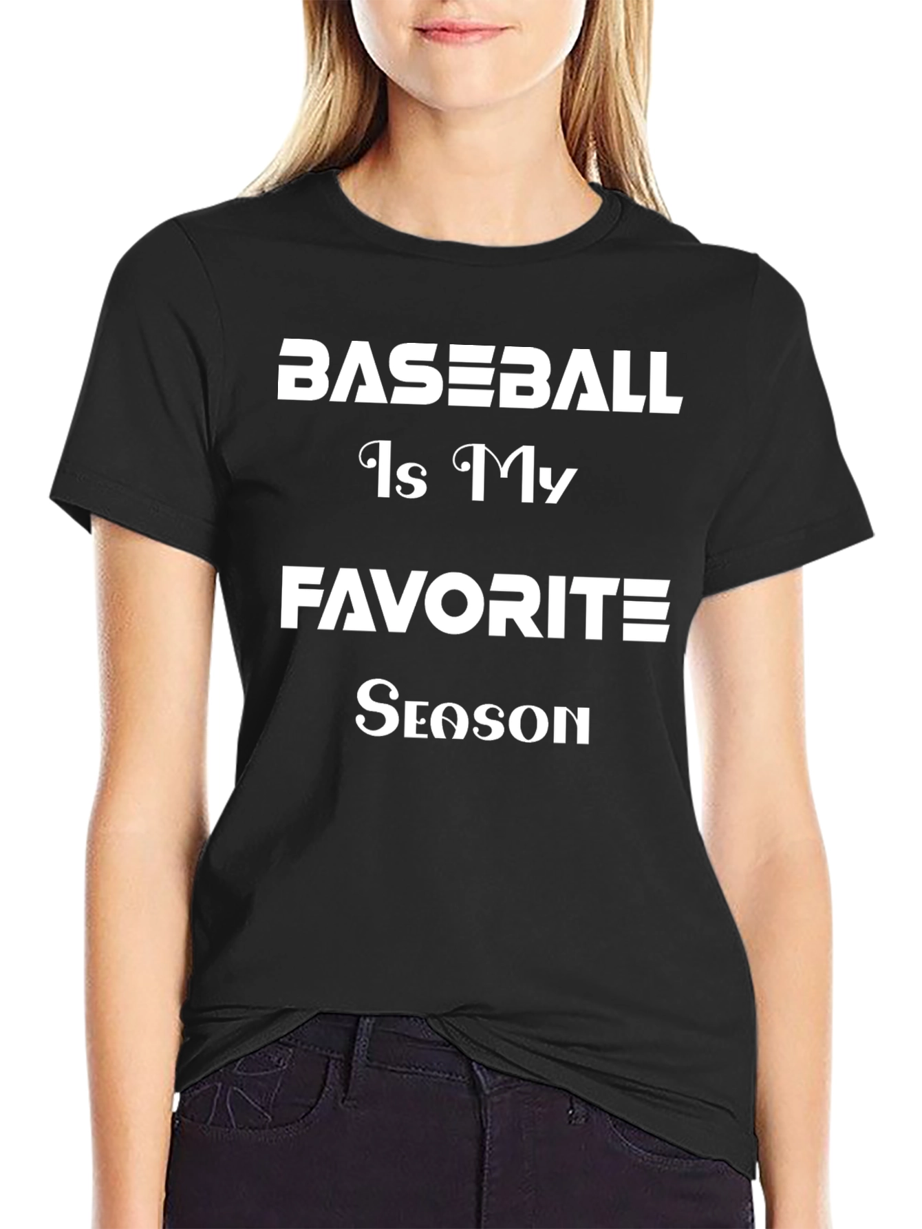 Baseball Is My Favorite Season Black T-Shirt