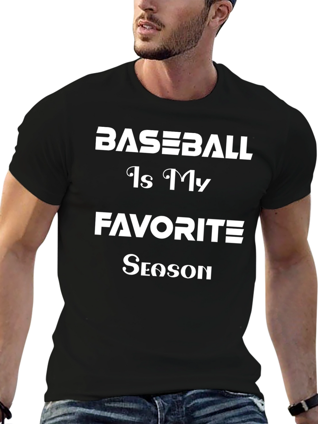 Baseball Is My Favorite Season Black T-Shirt