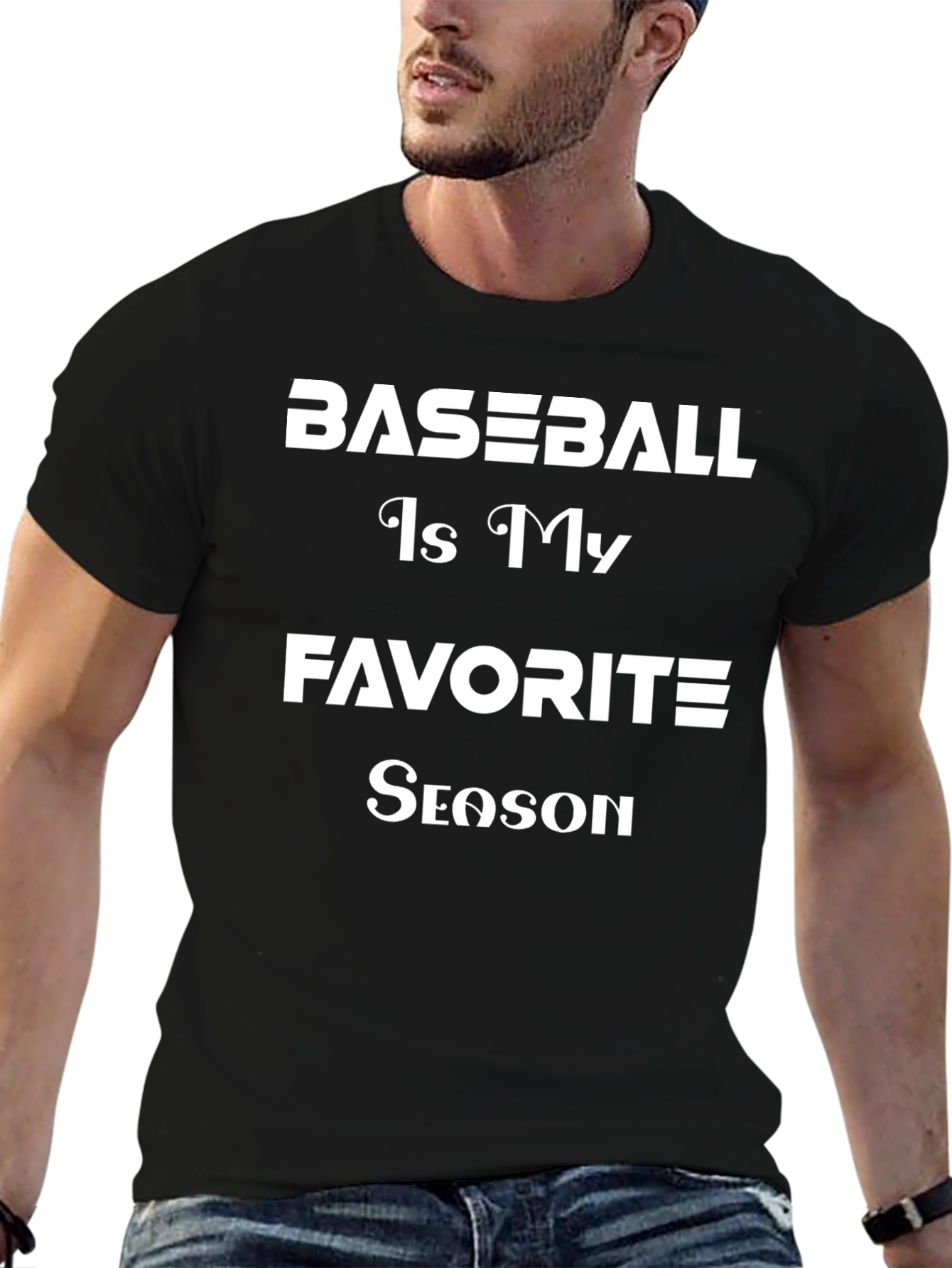 Baseball Is My Favorite Season Black T-Shirt