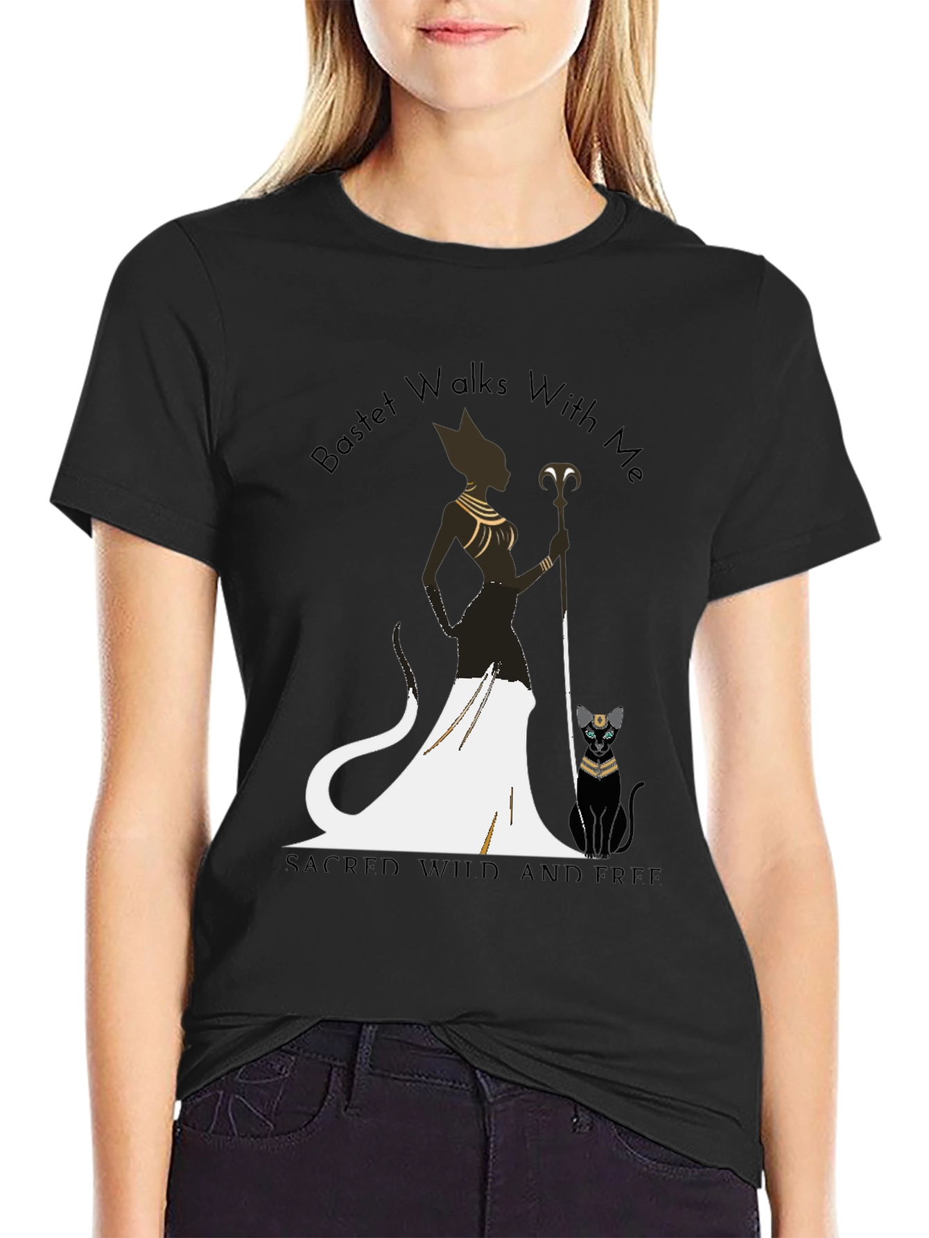 Bastet Walks With Me Graphic T-Shirt