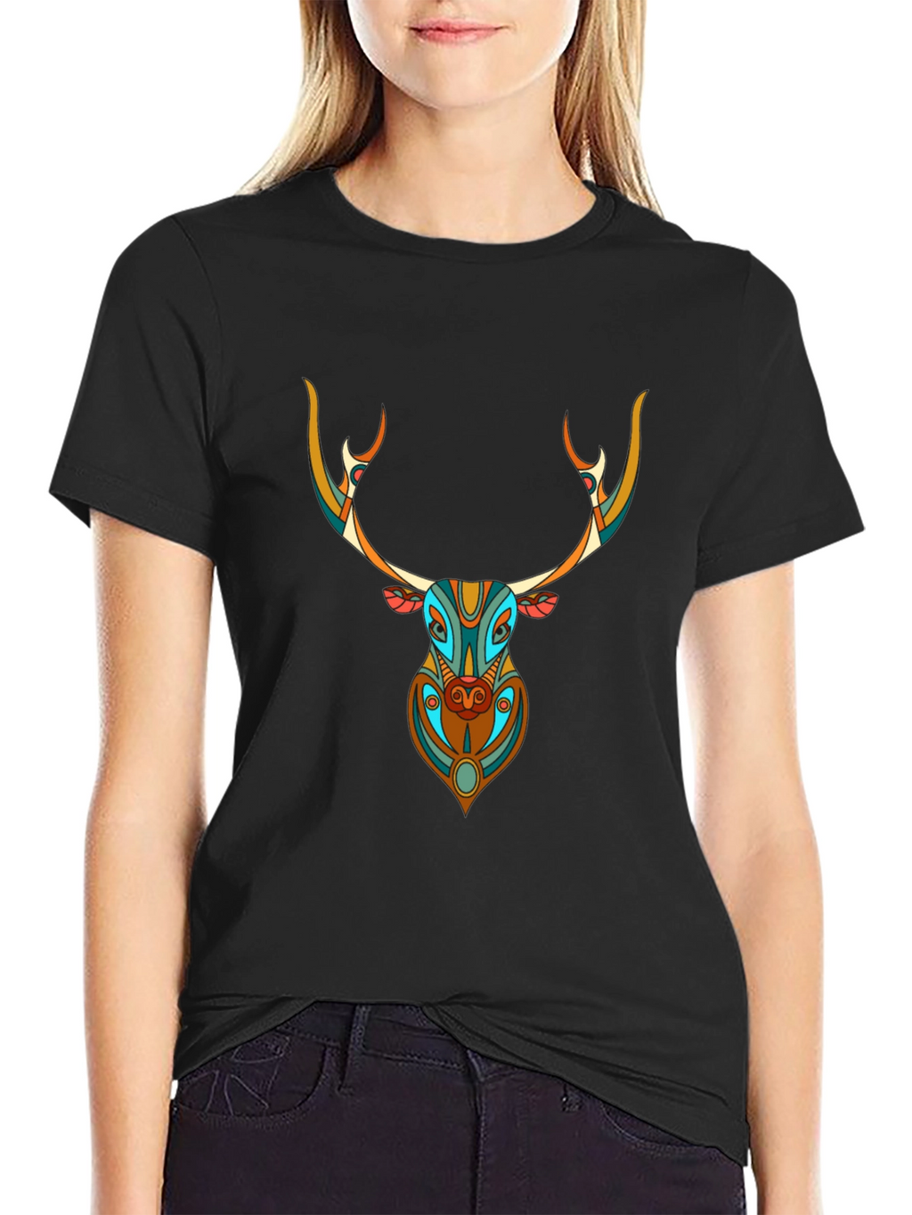 Geometric Deer Graphic Tee - Unique Style