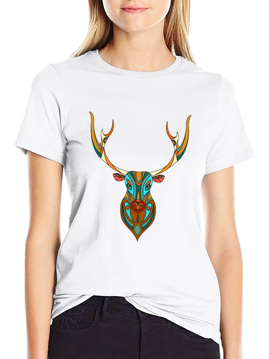 Geometric Deer Graphic Tee - Unique Style