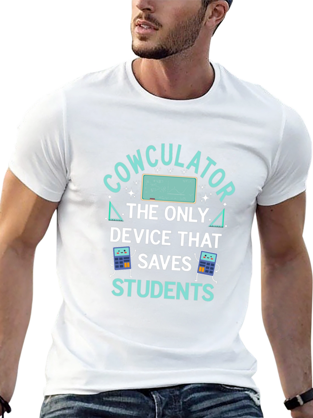 Cowculator Student Humor Black T-Shirt
