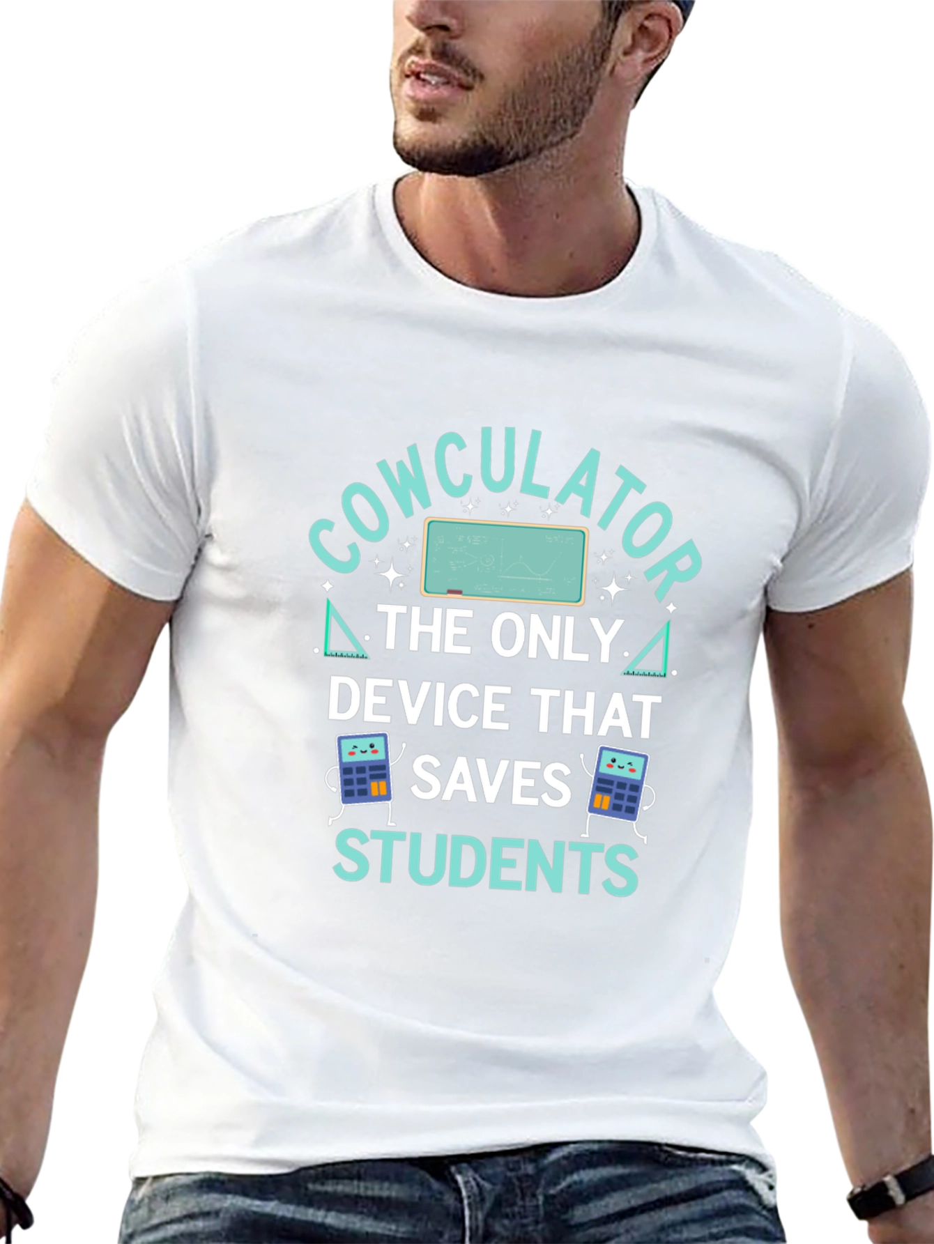 Cowculator Student Humor Black T-Shirt