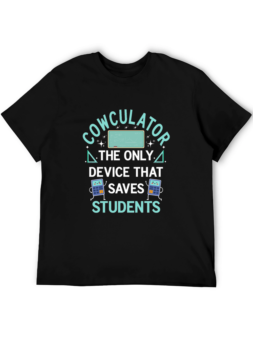 Cowculator Student Humor Black T-Shirt