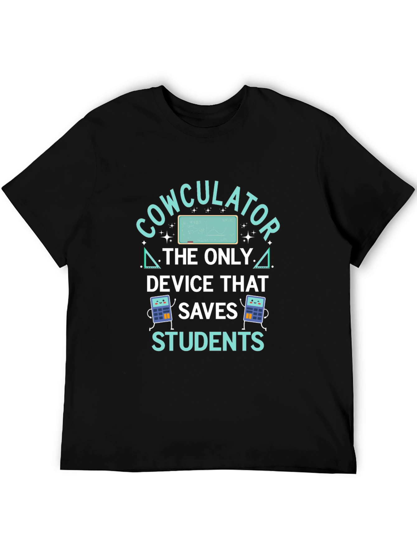 Cowculator Student Humor Black T-Shirt