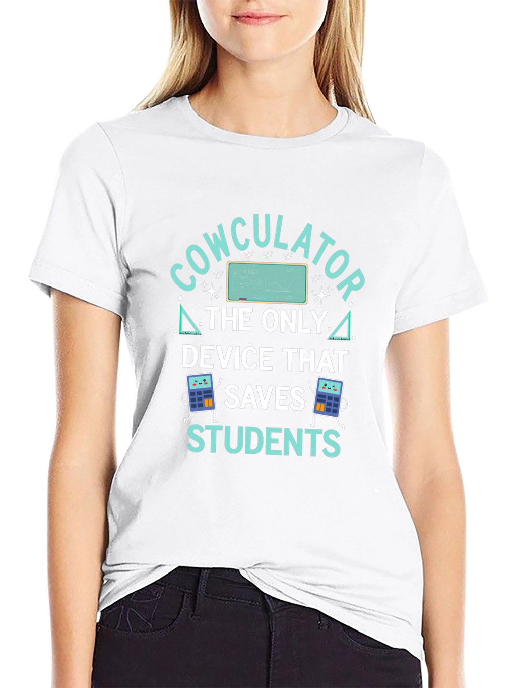 Cowculator Student Humor Black T-Shirt