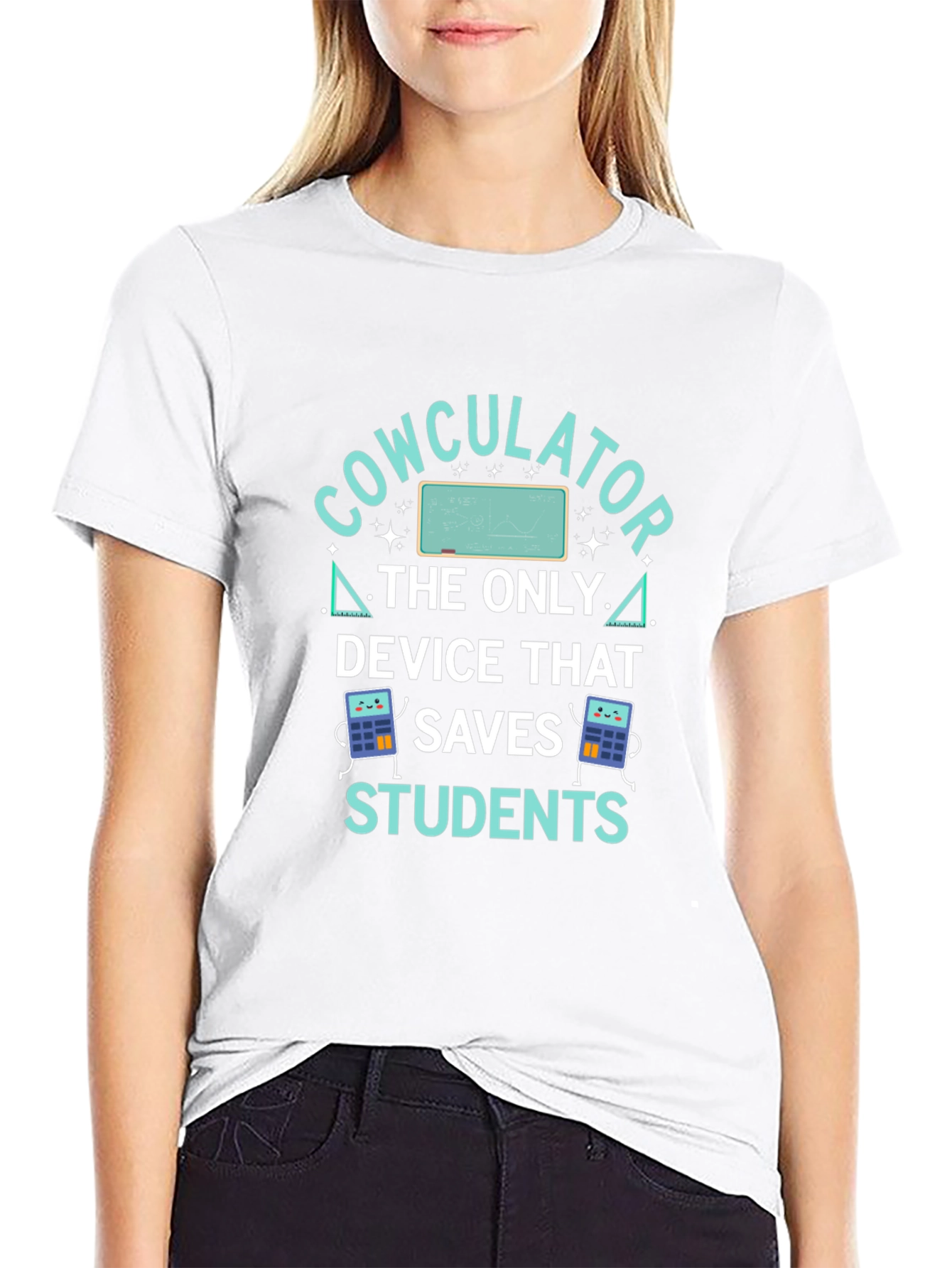 Cowculator Student Humor Black T-Shirt