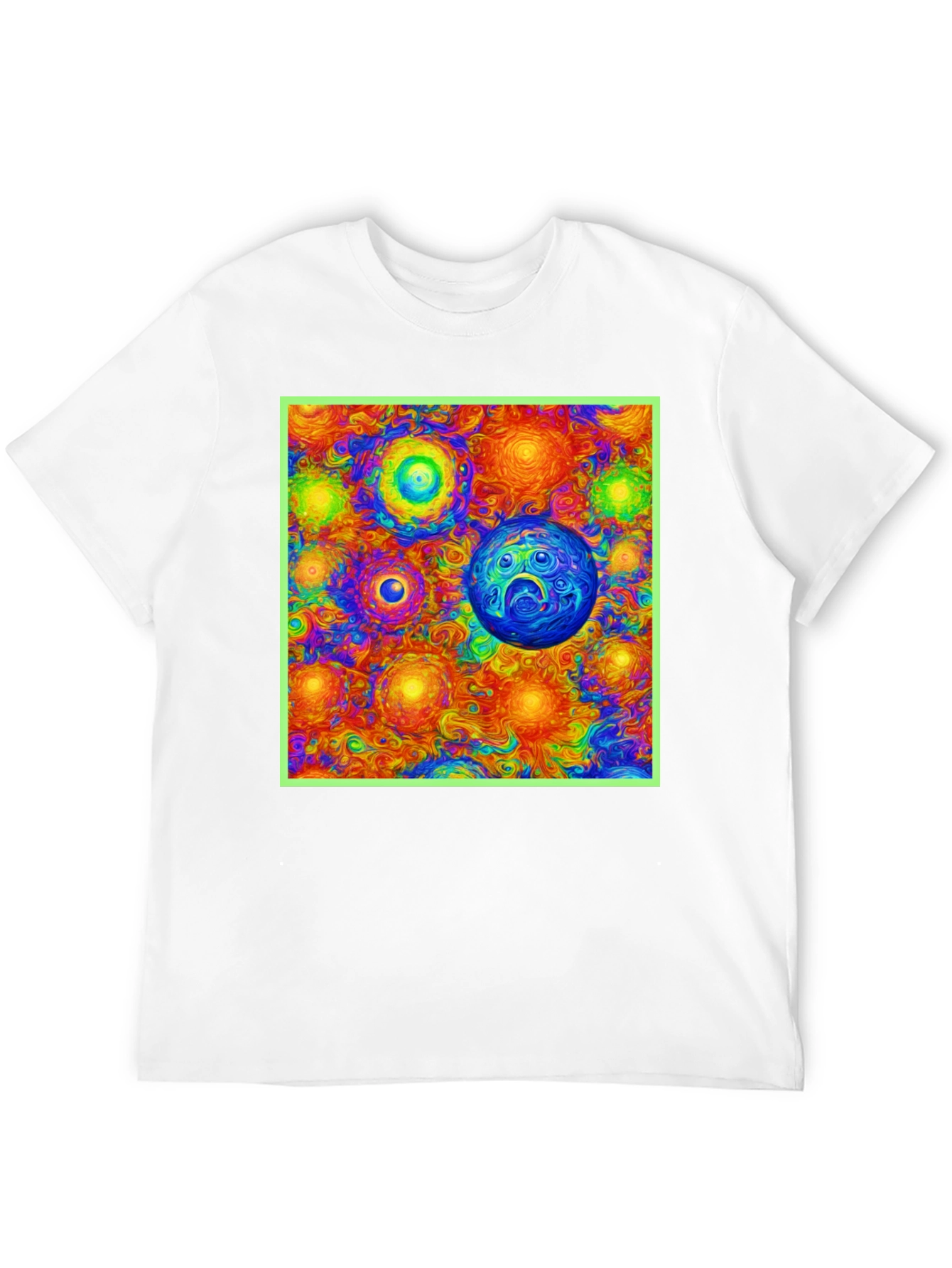 Vibrant Cosmic Print Tee - Black Cotton Blend