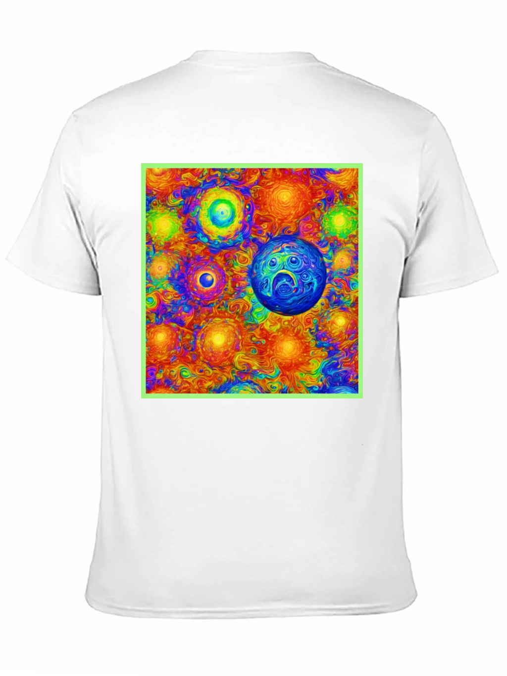 Vibrant Cosmic Print Tee - Black Cotton Blend
