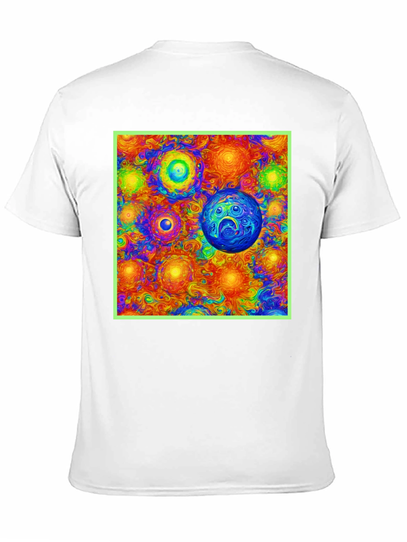 Vibrant Cosmic Print Tee - Black Cotton Blend