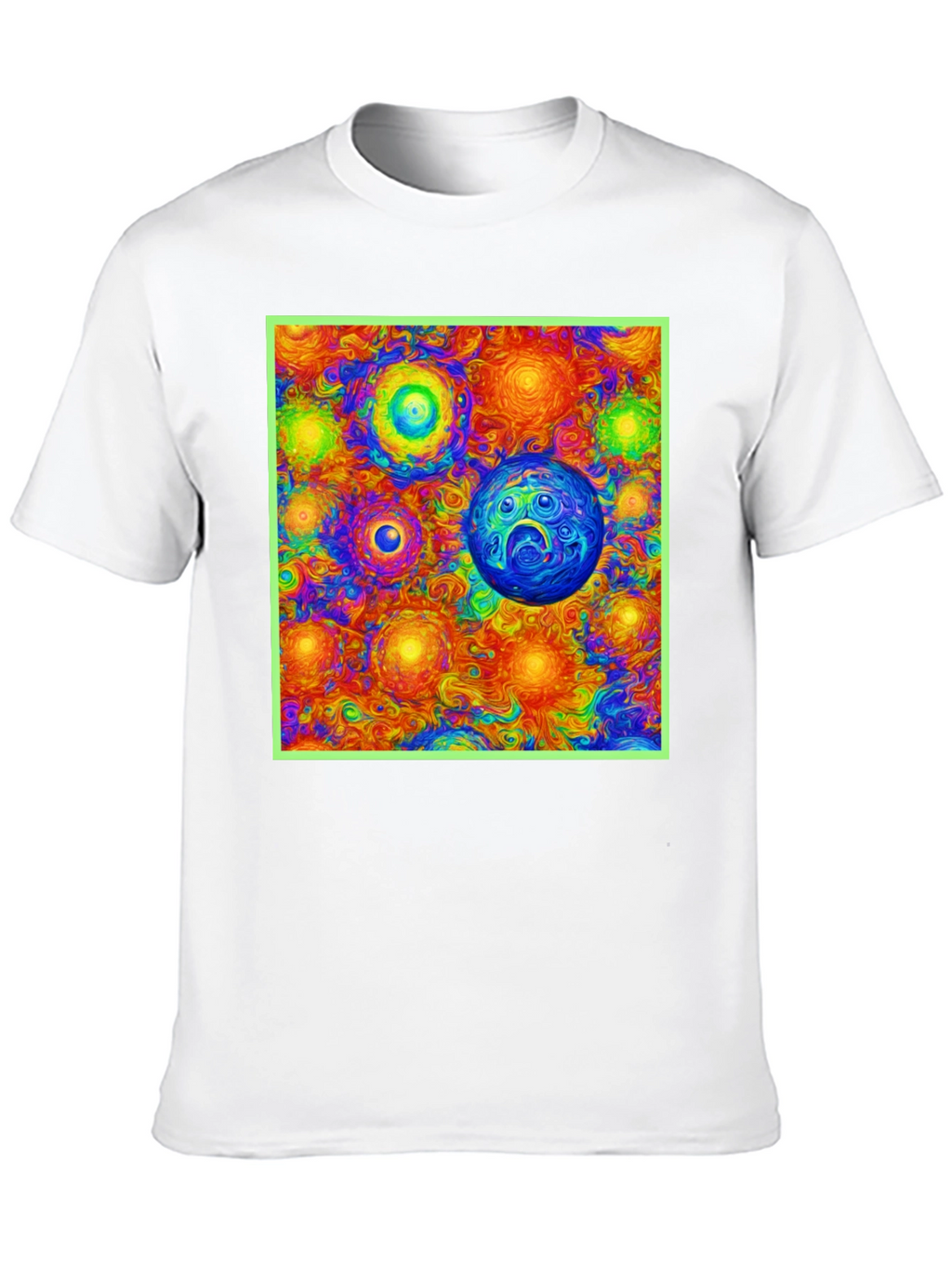 Vibrant Cosmic Print Tee - Black Cotton Blend