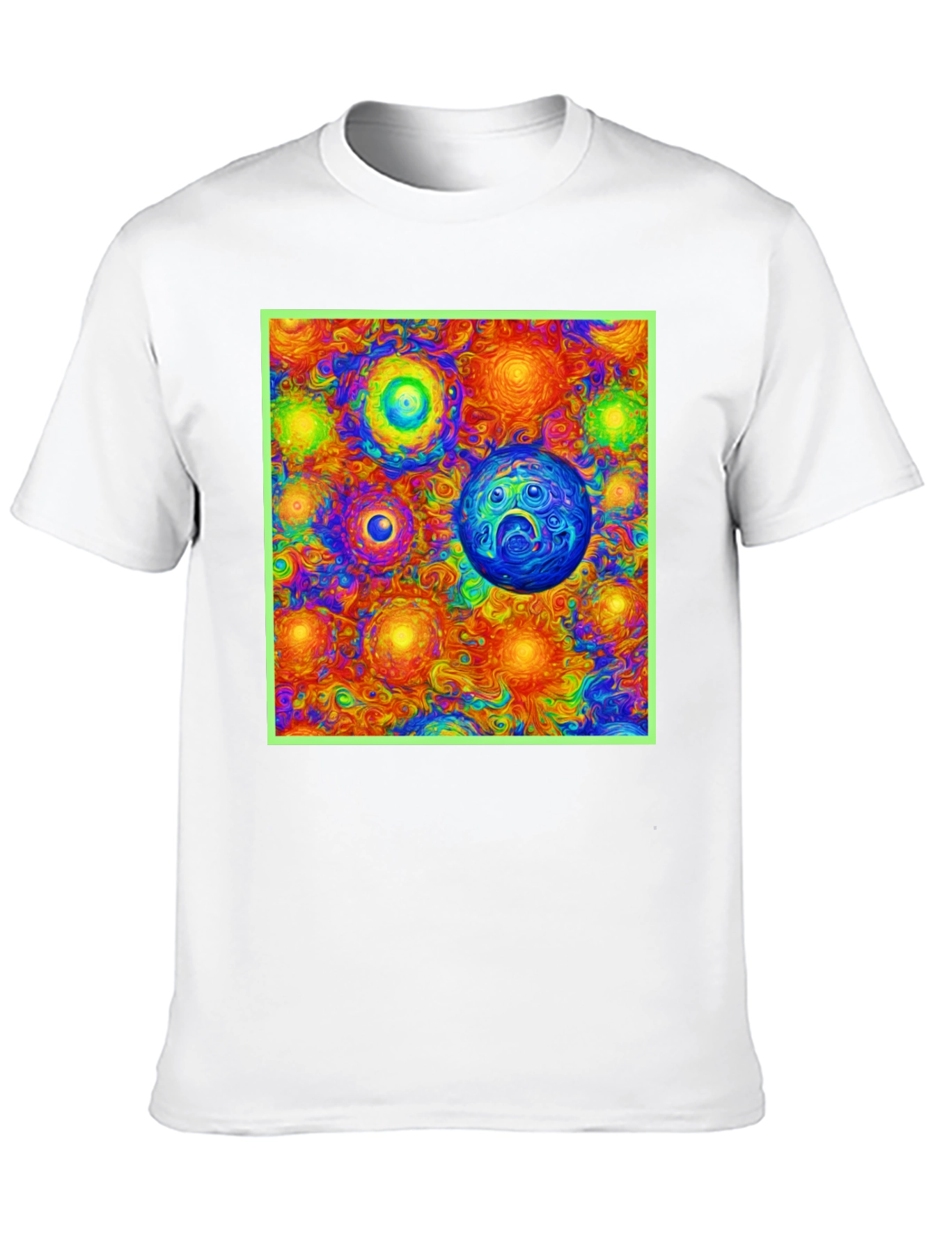 Vibrant Cosmic Print Tee - Black Cotton Blend