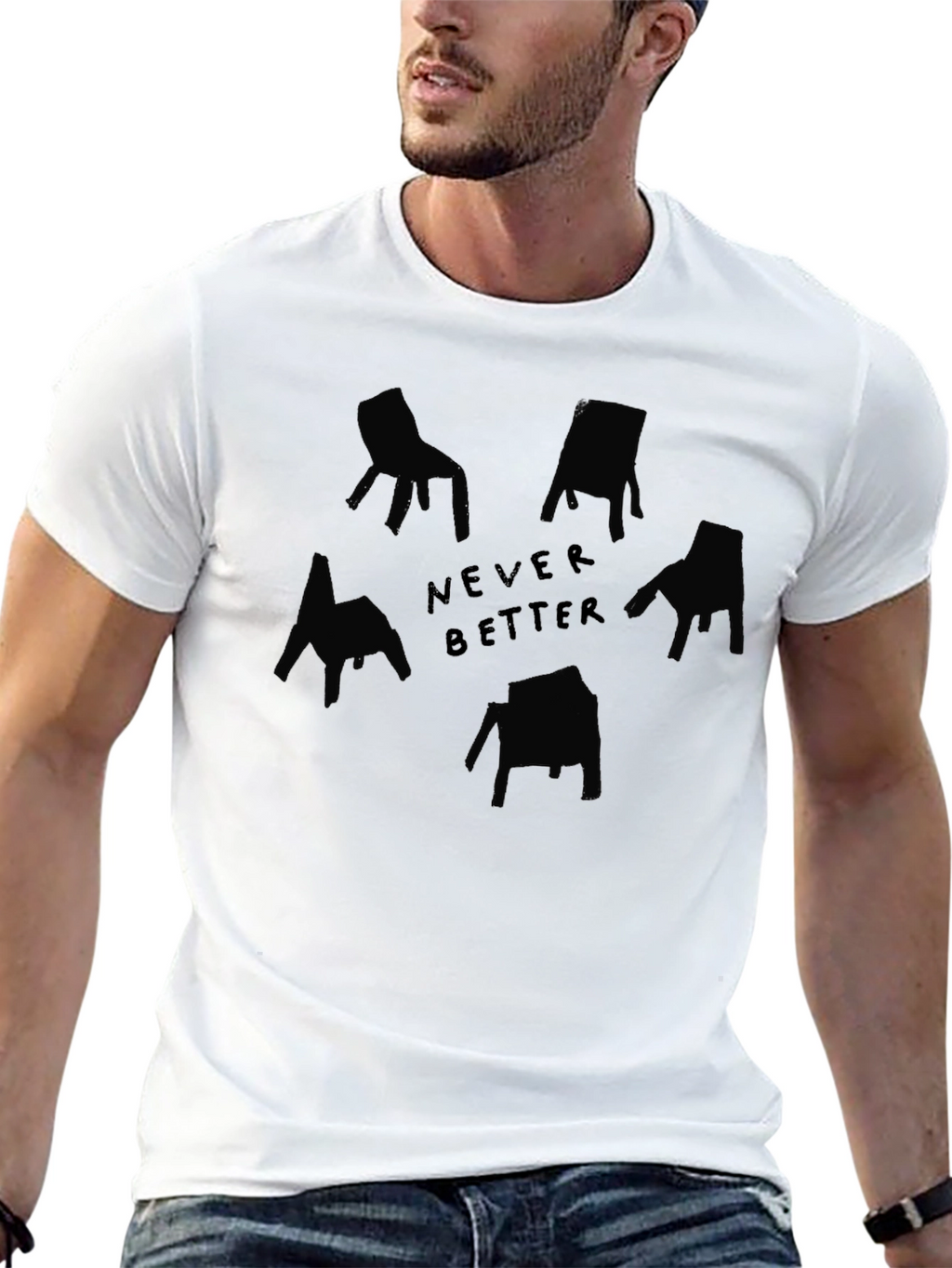 Never Better Chair Graphic Black T-Shirt