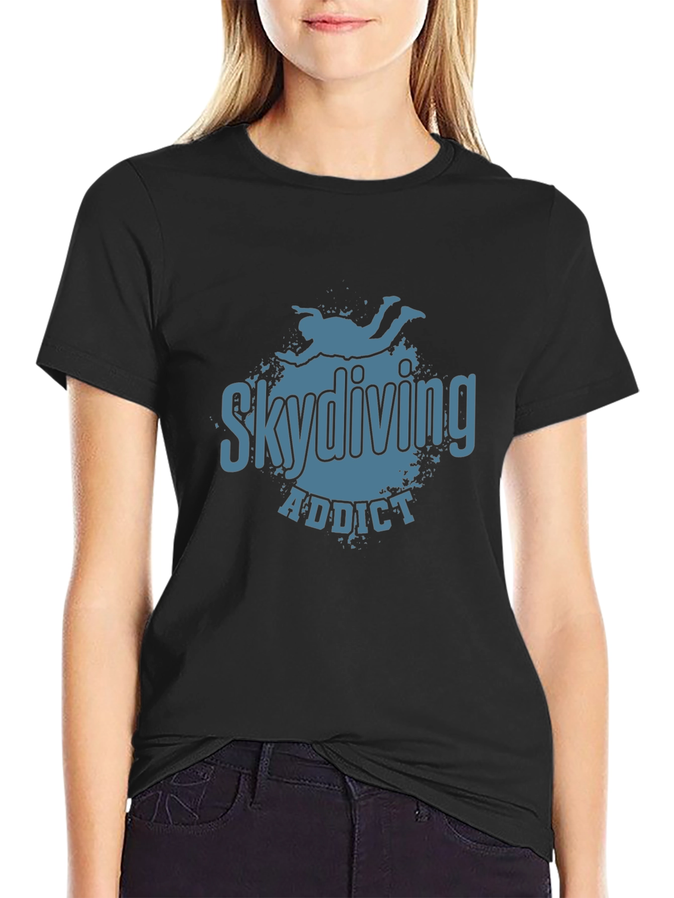 Skydiving Addict Graphic Print T-Shirt