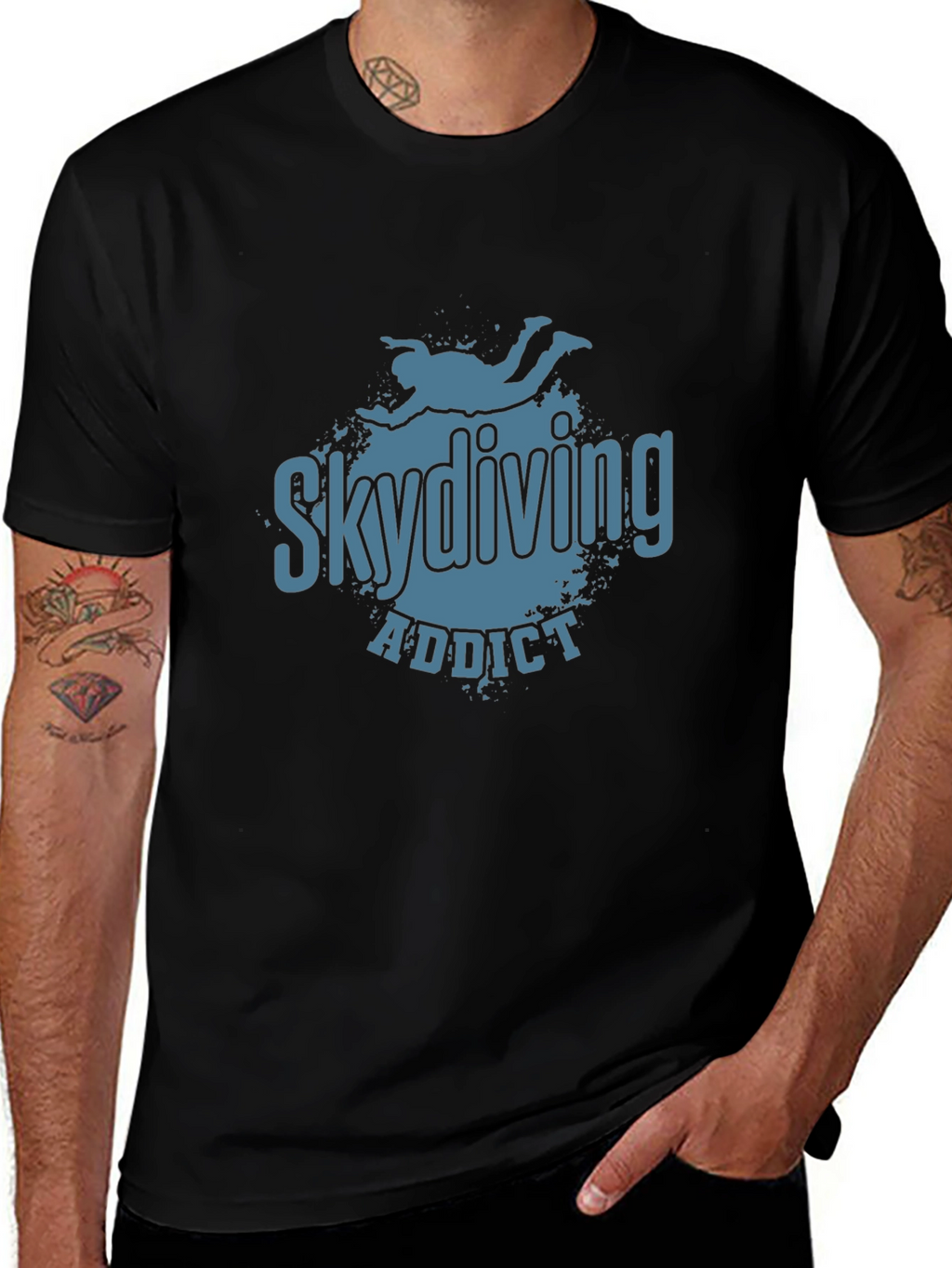 Skydiving Addict Graphic Print T-Shirt