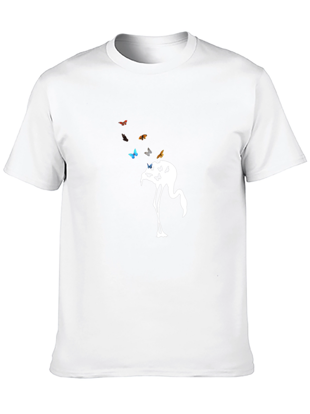 Flamingo Butterfly Graphic Tee - Unique Design