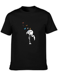 Flamingo Butterfly Graphic Tee - Unique Design