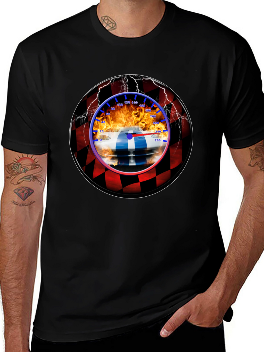 Racing Car Speedometer Graphic T-Shirt