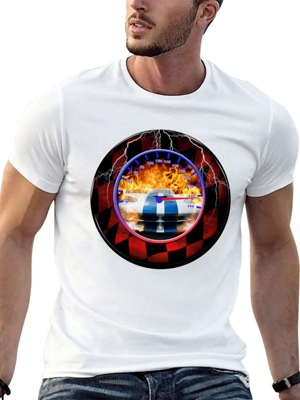 Racing Car Speedometer Graphic T-Shirt