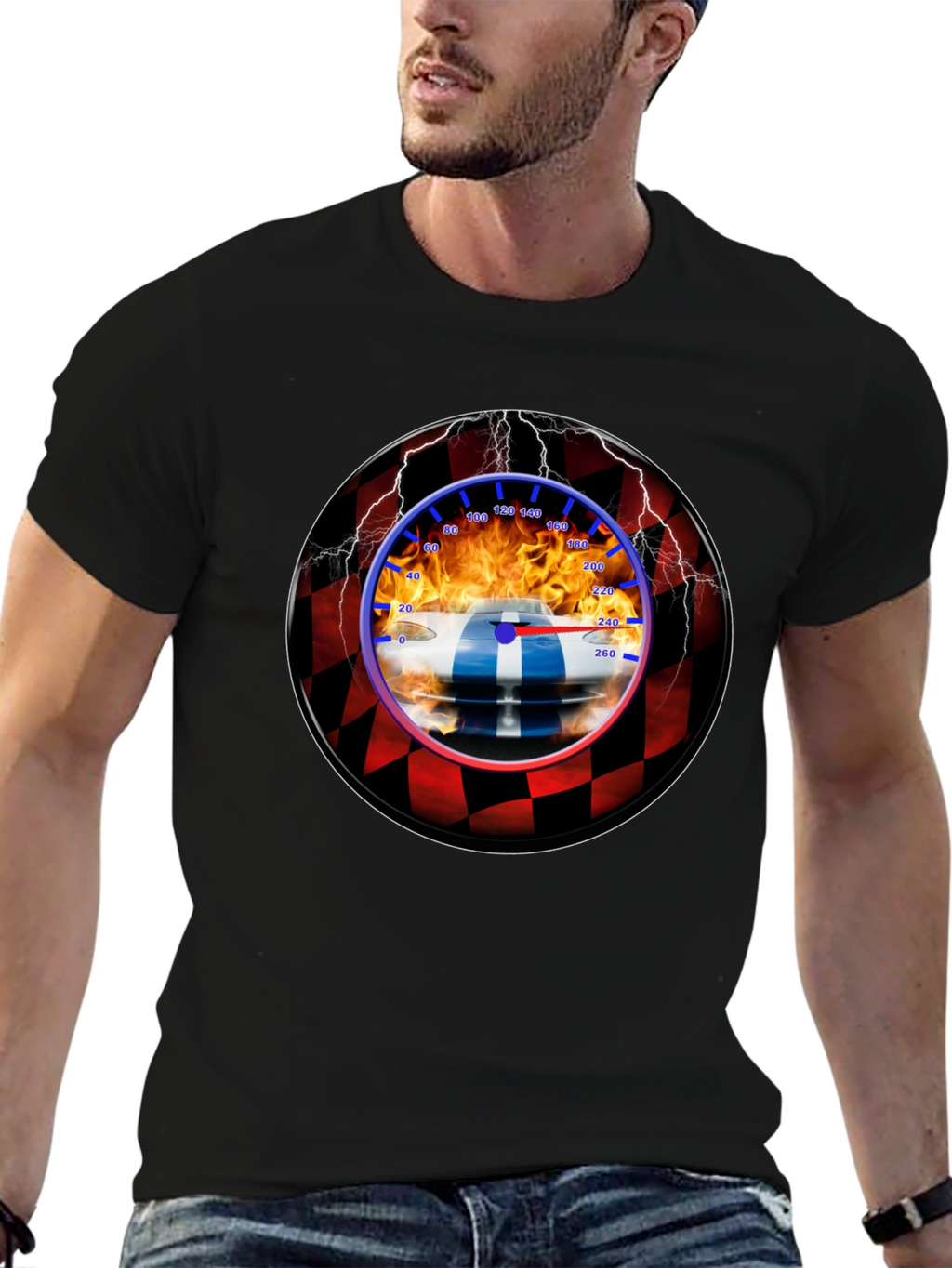 Racing Car Speedometer Graphic T-Shirt