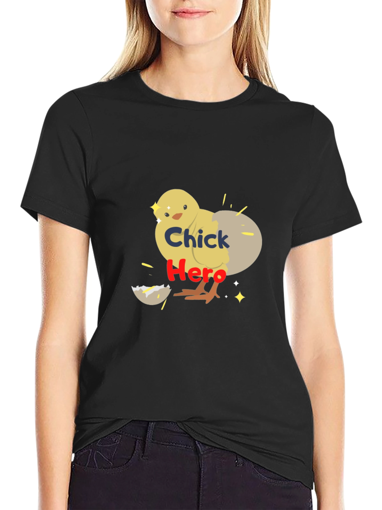 Chick Hero Graphic Tee - Black Cotton T-Shirt