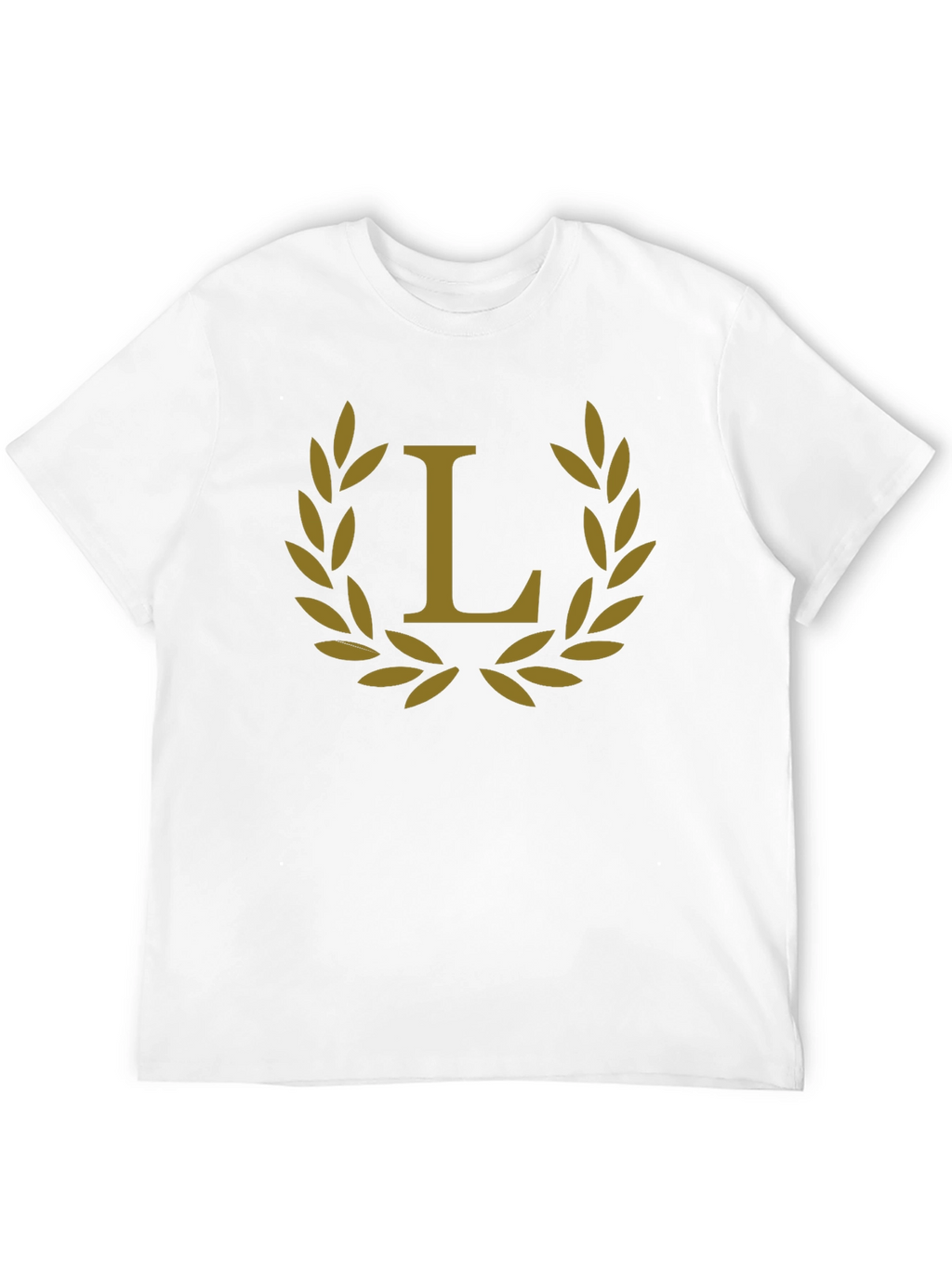 Elegant Black Tee with Golden Laurel L Design