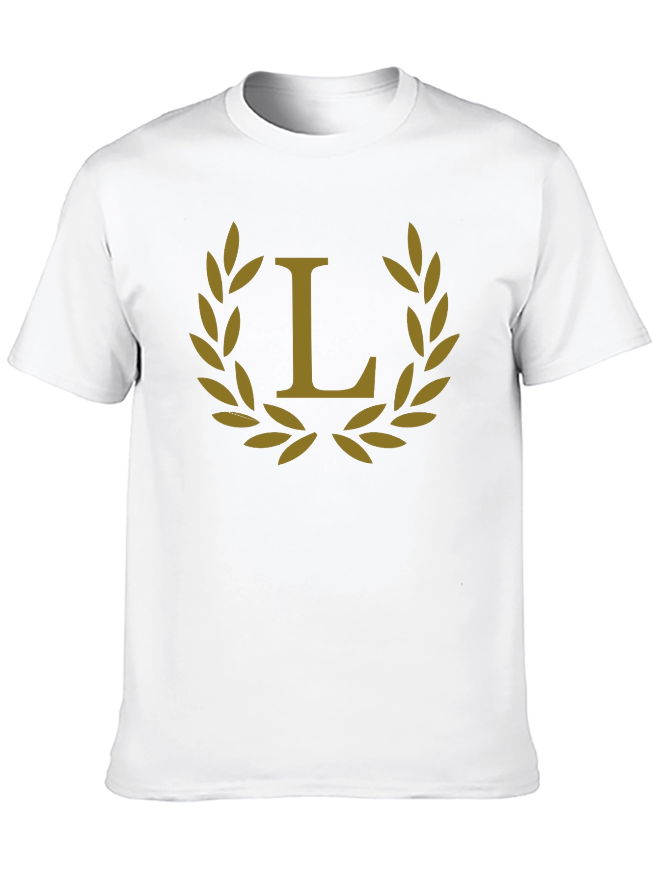 Elegant Black Tee with Golden Laurel L Design