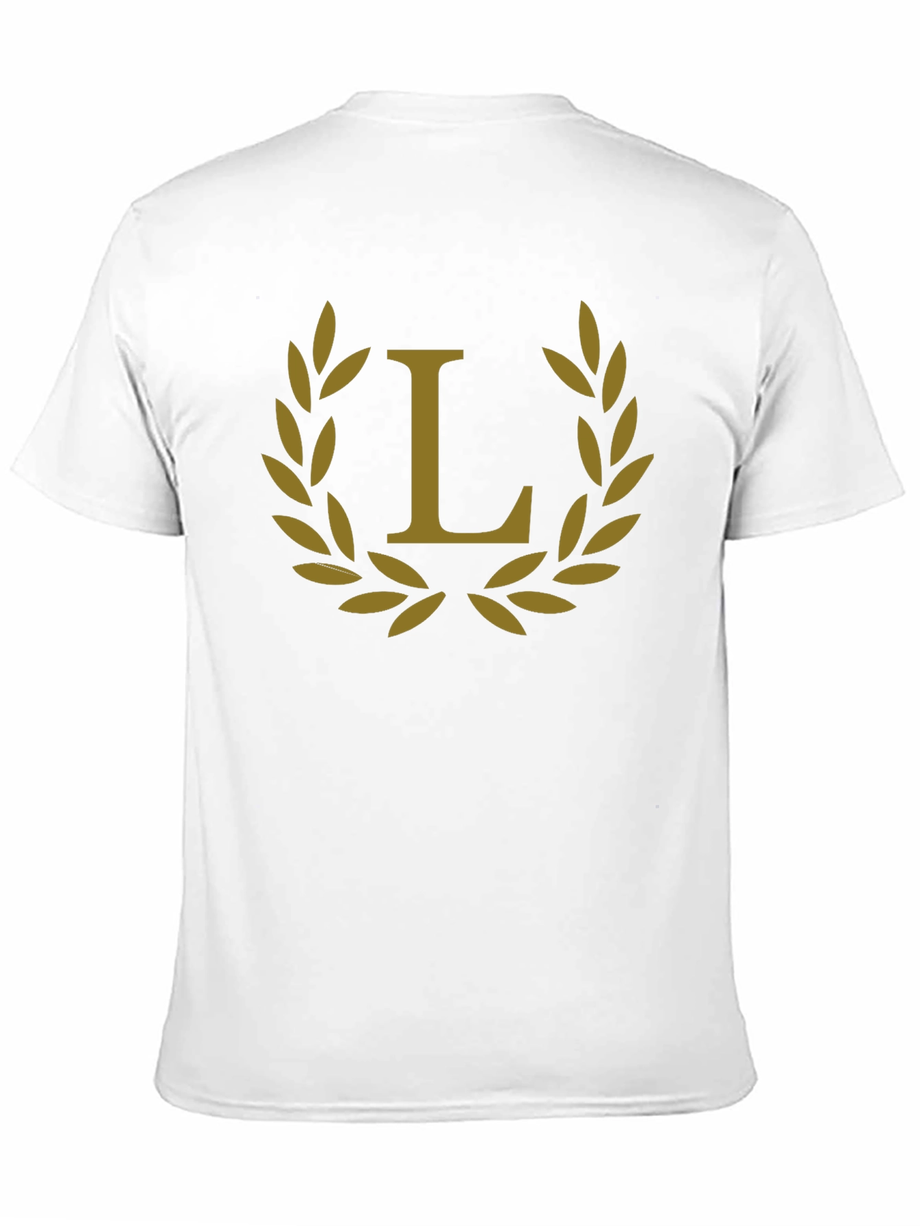 Elegant Black Tee with Golden Laurel L Design