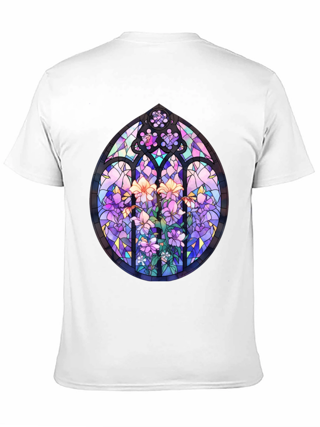 Stained Glass Floral T-Shirt - Artistic Mens Tee