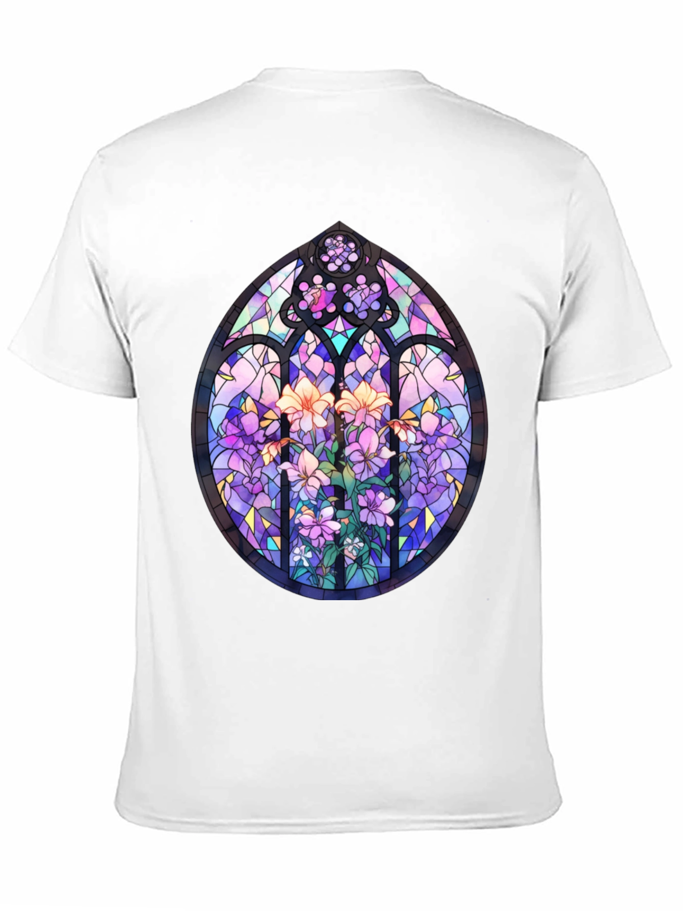Stained Glass Floral T-Shirt - Artistic Mens Tee