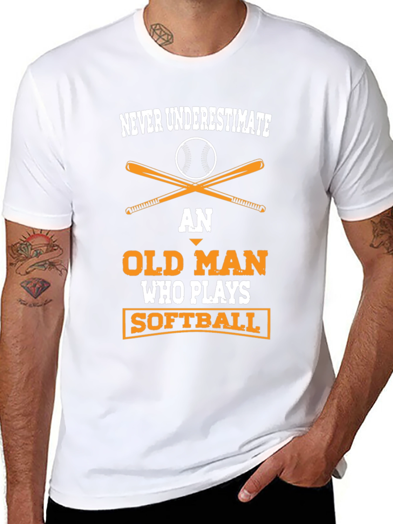 Never Underestimate Old Man Softball T-Shirt