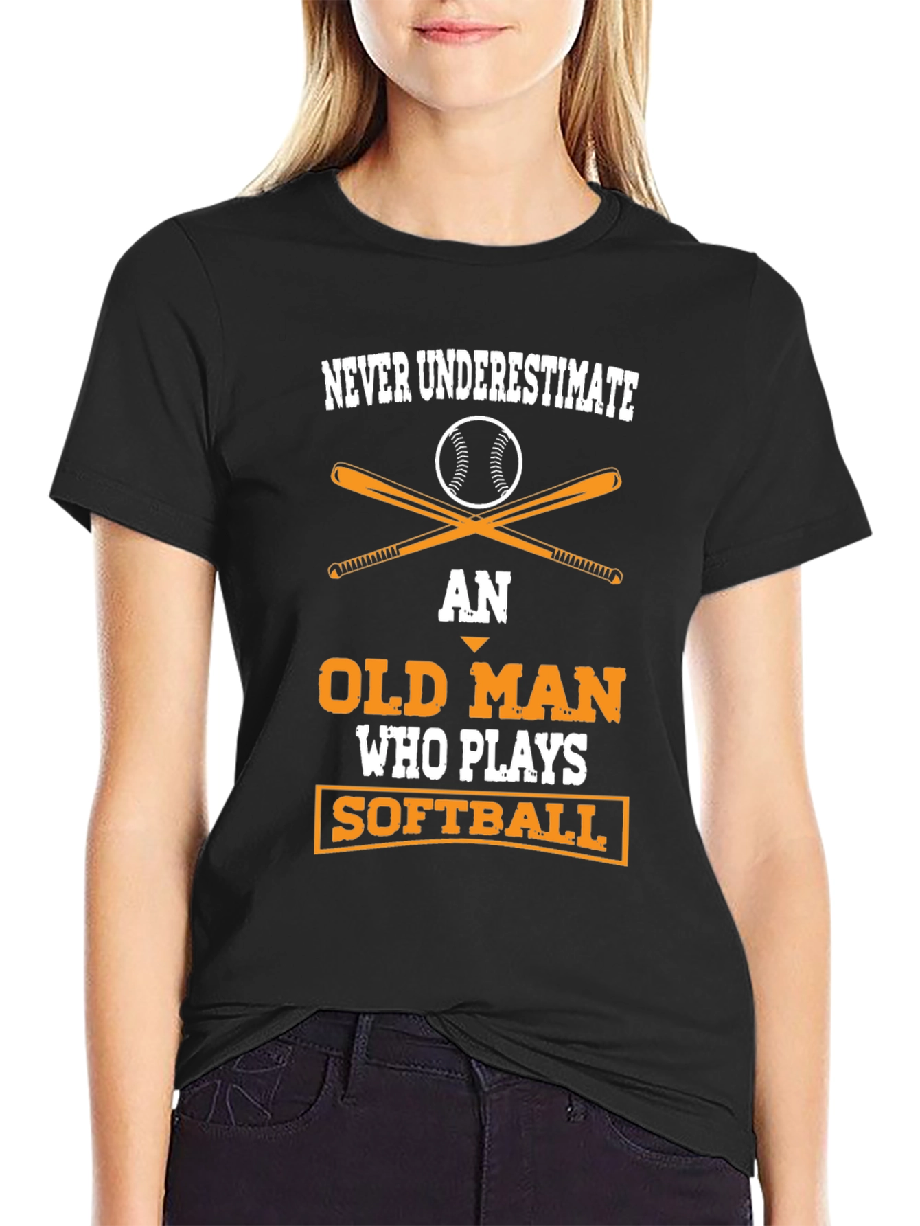 Never Underestimate Old Man Softball T-Shirt