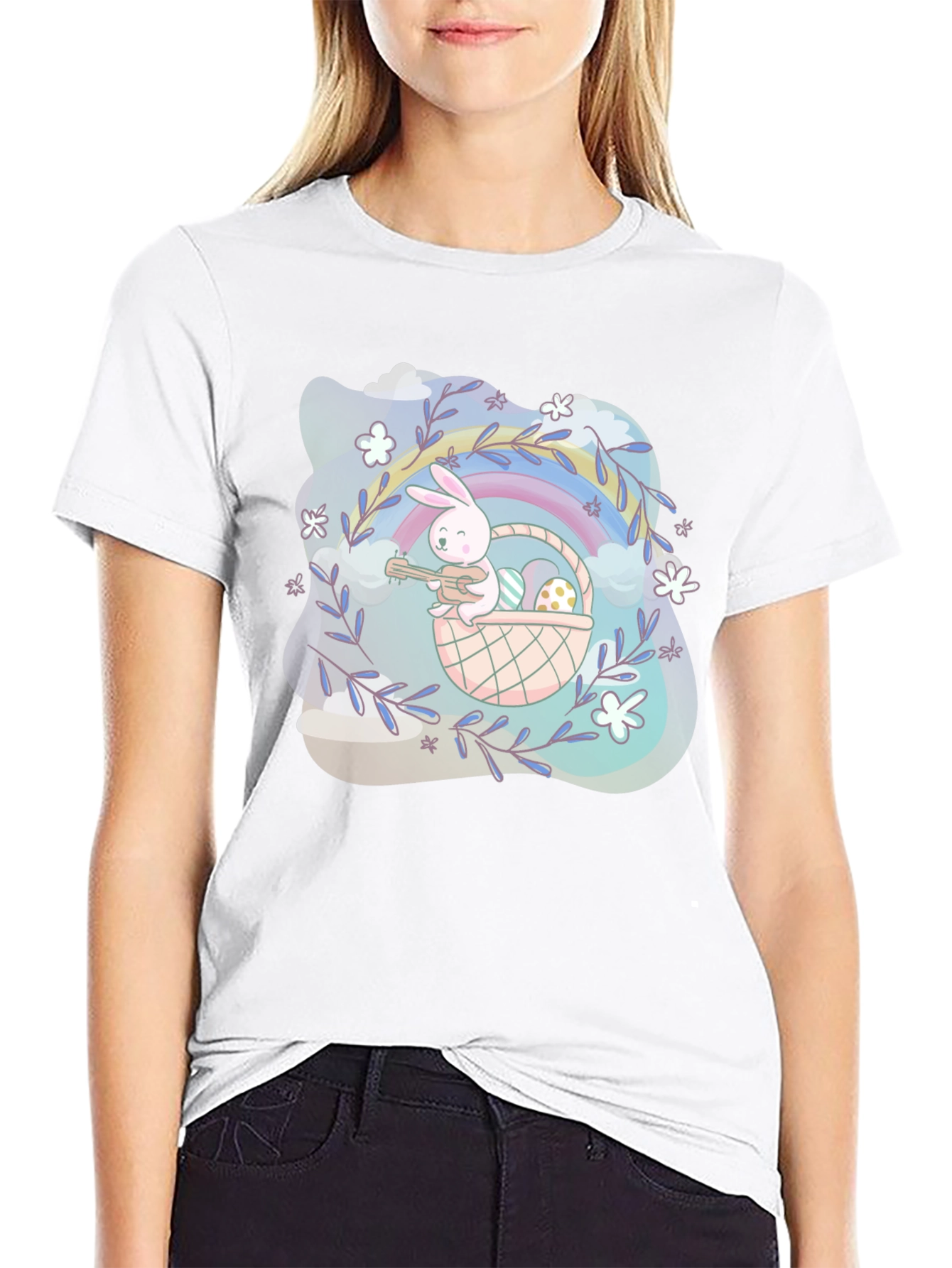 Easter Bunny Rainbow Basket T-Shirt