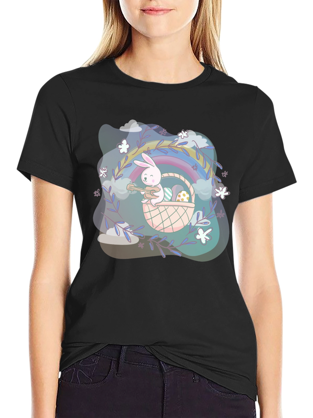 Easter Bunny Rainbow Basket T-Shirt