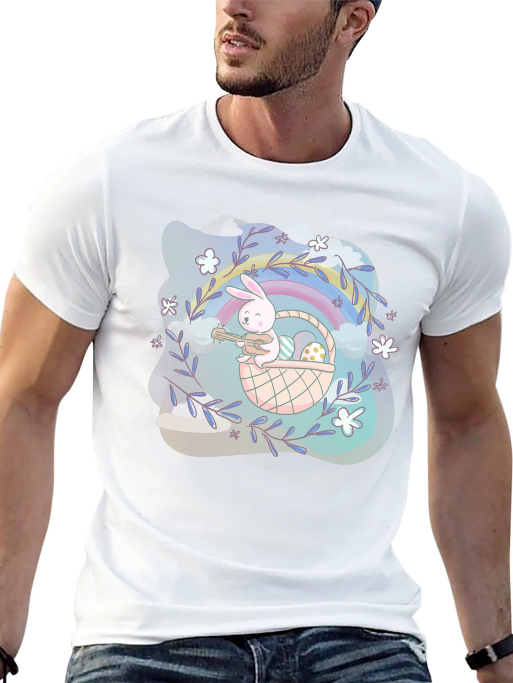 Easter Bunny Rainbow Basket T-Shirt