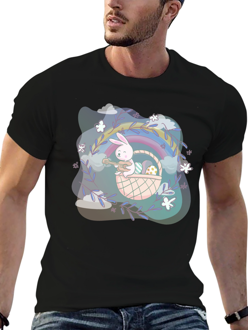 Easter Bunny Rainbow Basket T-Shirt