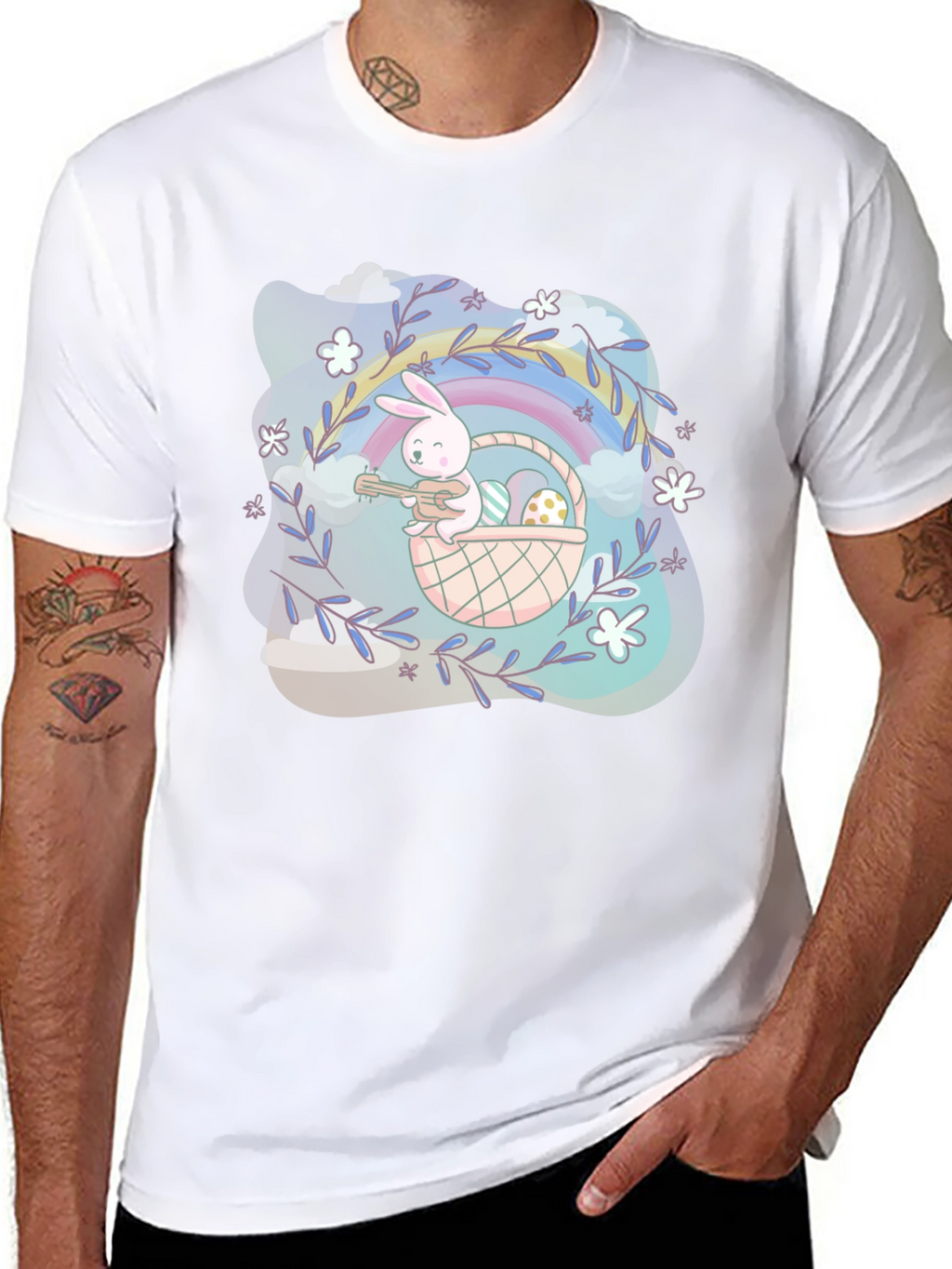 Easter Bunny Rainbow Basket T-Shirt